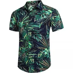 Men Tropical Hawaiian Shirt And Shorts Set Short Sleeve Casual Button Down Lapel Top Breathable Vacation Beach Floral Print