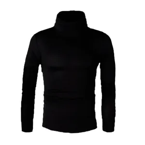 Macro view of the textured black fabric on this men's slim fit turtleneck sweater