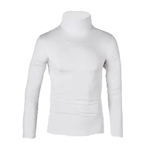 White men's slim-fit turtleneck sweater with long sleeves for autumn and winter