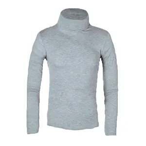 Slim fit men's turtleneck sweater in casual light gray soft knitwear for autumn