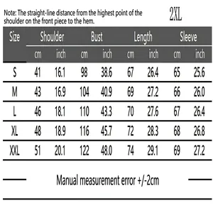 Size chart for men's slim fit knit sweater with measurements in cm and inches scale