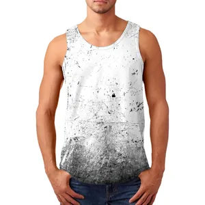 Men's casual sleeveless sports tank top with a vintage 3D grunge scratch print
