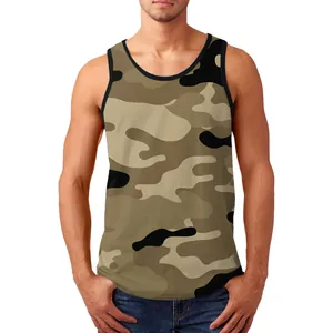 Men's athletic camouflage print tank top sleeveless shirt for summer casual gym wear