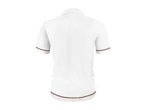 White mesh ice silk polo shirt back view with decorative brown stitching detail