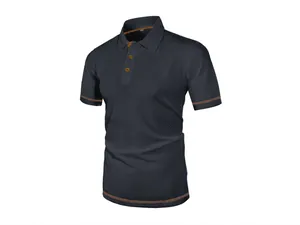 Close-up of men's mesh ice silk polo shirt with textured waffle knit fabric