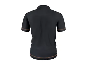 Back view of men's black mesh ice silk polo shirt with textured waffle pattern