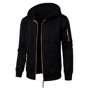 Veste à capuche en maille jacquard pour homme style sport décontracté noir chic