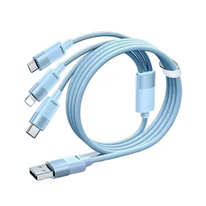 Blue 120W Super Fast Charge 3-in-1 Braided USB Cable for iPhone Huawei Android