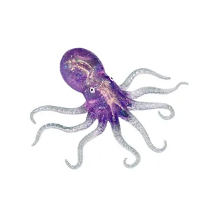 Sparkling purple TPR octopus squishy toy for stress relief and sensory play decoration.