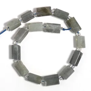 Natural labradorite grey moonstone rectangle beads for DIY jewelry necklace making