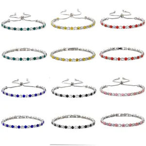 Collection of colorful zircon tennis bracelets in both adjustable and clasp styles