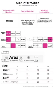 Detailed size chart for women's tight fitness sports bolero long sleeve jacket