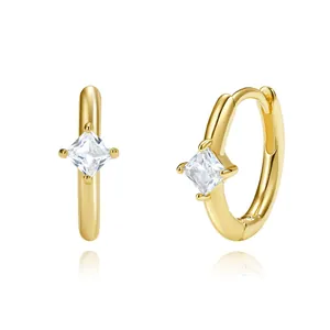 Luxus Quadratischer Zirkonia Kupfer Ohrringe Für Damen Vergoldet Versilbert Geometrischer Minimalistischer Modeschmuck