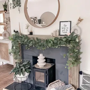 180cm artificial eucalyptus garland with baby's breath for home fireplace decor