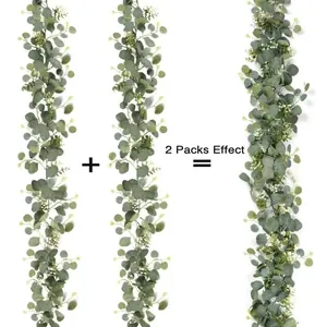 Lush 180cm Artificial Eucalyptus Garland with Baby's Breath for Wedding and Home Decor