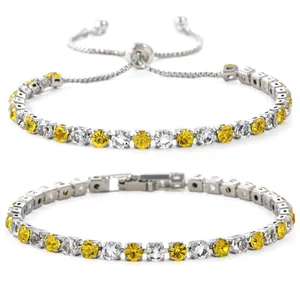 Modieuze zirkoon armband met gele en witte kristallen in zilver