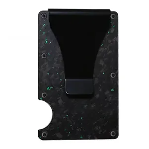 RFID Blocking Forged Carbon Fiber Credit Card Holder Minimalist Aluminum Alloy Slim Wallet With Money Clip For Men Women
