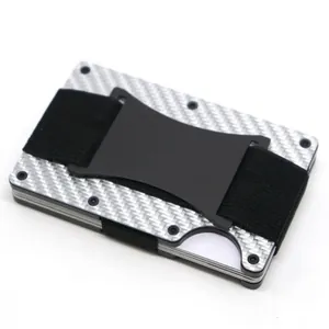 Minimalist Carbon Fiber RFID Blocking Card Holder Wallet For Men Women Slim Metal Money Clip Business Credit Card Case