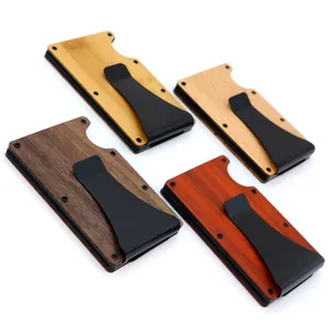 RFID blocking wooden credit card holder wallet in four different elegant wood grain finishes