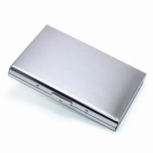 Minimalist brushed stainless steel credit card holder and business card case
