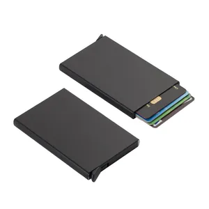 Slim aluminum RFID blocking credit card holder with automatic pop-up ejector mechanism