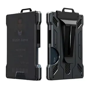 High-quality RFID blocking aluminum alloy ID card holder with a sturdy metal back clip