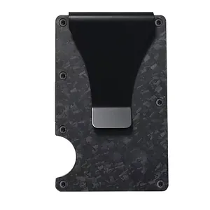 Forged carbon fiber RFID blocking credit card holder with matte black money clip
