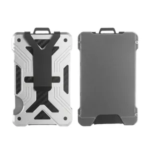 Industrial aluminum alloy carbon fiber card holder with RFID blocking and back clip