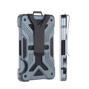 RFID blocking aluminum alloy card holder with carbon fiber texture and metal clip