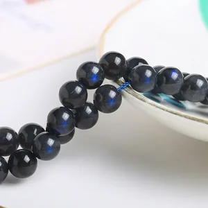 High-quality natural labradorite loose beads with strong blue flash for DIY jewelry making