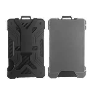 Tactical carbon fiber RFID blocking aluminum metal wallet with a back money clip