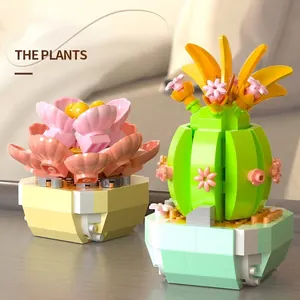 Decorative building block succulent plants eternal flower puzzle toy set for desk