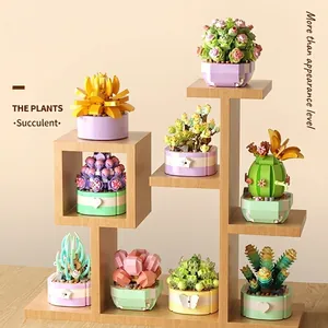 Mini succulent building block set for creative home office desk decoration