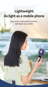 High-quality portable handheld USB rechargeable fan with digital display weighing 190g
