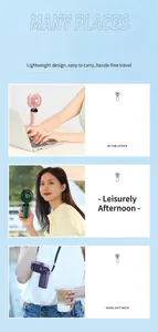 Usage scenarios of a portable USB rechargeable mini fan with digital display and lanyard