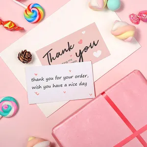 Pink thank you cards and stickers set for small business gift packaging decoration
