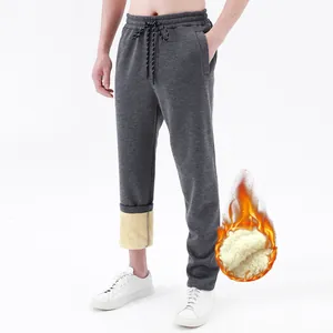 Pantaloni sportivi da uomo grigi minimalisti foderati in pile con coulisse regolabile