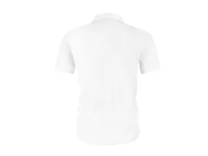 Vue arrière d'un polo blanc en maille de soie glacée pour homme montrant le détail du tissu