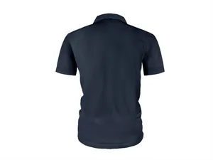 Vue arrière d'un polo à manches courtes en maille texturée bleu marine pour hommes