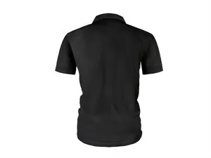 Vue arrière détaillée d'un polo noir en maille texturée pour hommes, qualité du tissu