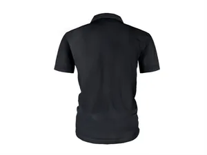 Vue arrière d'un polo noir à manches courtes pour homme en maille texturée