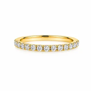 Elegant gold-plated S925 sterling silver row ring with sparkling cubic zirconia