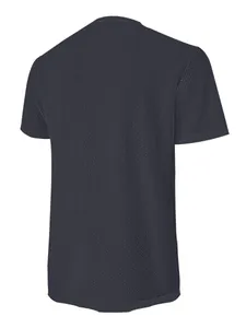 Detailansicht der Rückseite eines atmungsaktiven Mesh-Eisseide-T-Shirts in Dunkelgrau