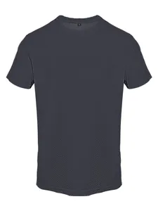 Nahaufnahme der anthrazitfarbenen Netzstruktur am Herren Rundhals Kurzarm T-Shirt