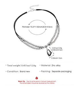 Detailed specifications of the irregular black acrylic pendant necklace in zinc alloy