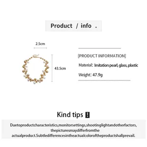 Specifiche dettagliate della collana di perle vintage con materiale, misura e peso.