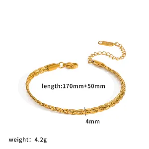 Elegant gold stainless steel linked bracelet with 170+50mm length and 4.2g weight