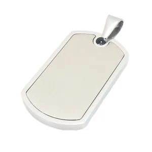 Minimalist stainless steel army dog tag pendant with matte finish and polished edges