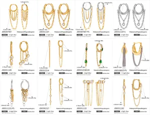 Selezione di orecchini a nappa e cerchio in acciaio inossidabile con placcatura oro 18 carati