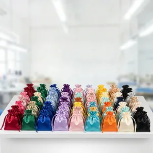 Satin Drawstring Bags Imitation Satin Jewelry Storage Pouches Glossy Dustproof Gift Packaging Travel Organizer
